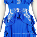 New Design  Embroidery Lace Dress Blue Sleeveless Evening Dresses For Women